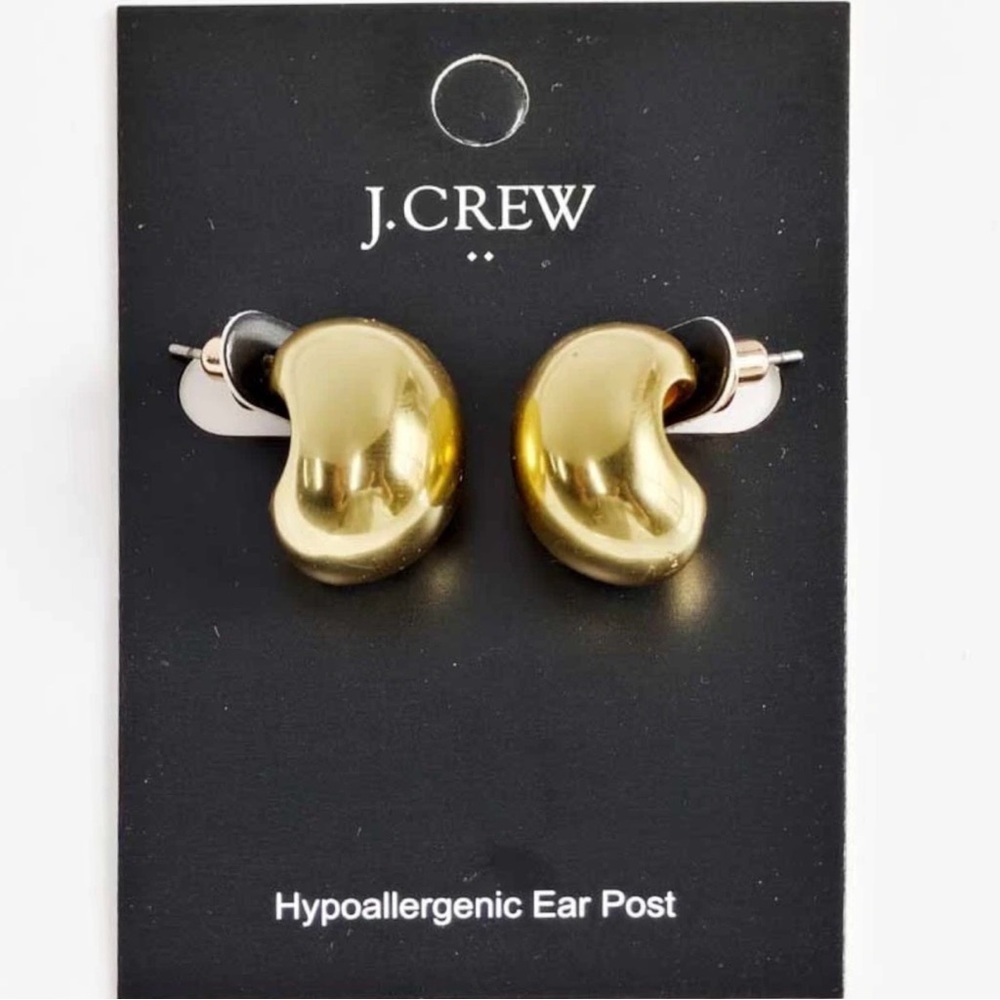 J.CREW ‘THE BEAN’ Structural Orb Earrings in Brushed Gold; Signed & NWT - Picture 10 of 11